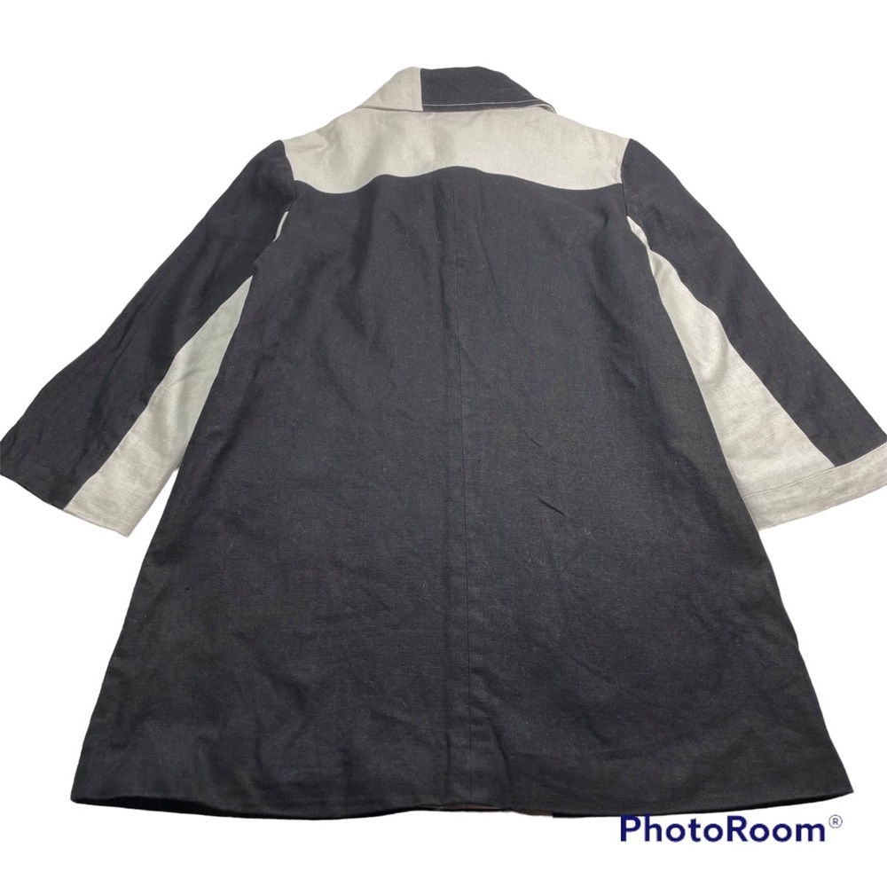 Black and white color block 3/4 sleeve linen coat size S - Picture 6 of 6